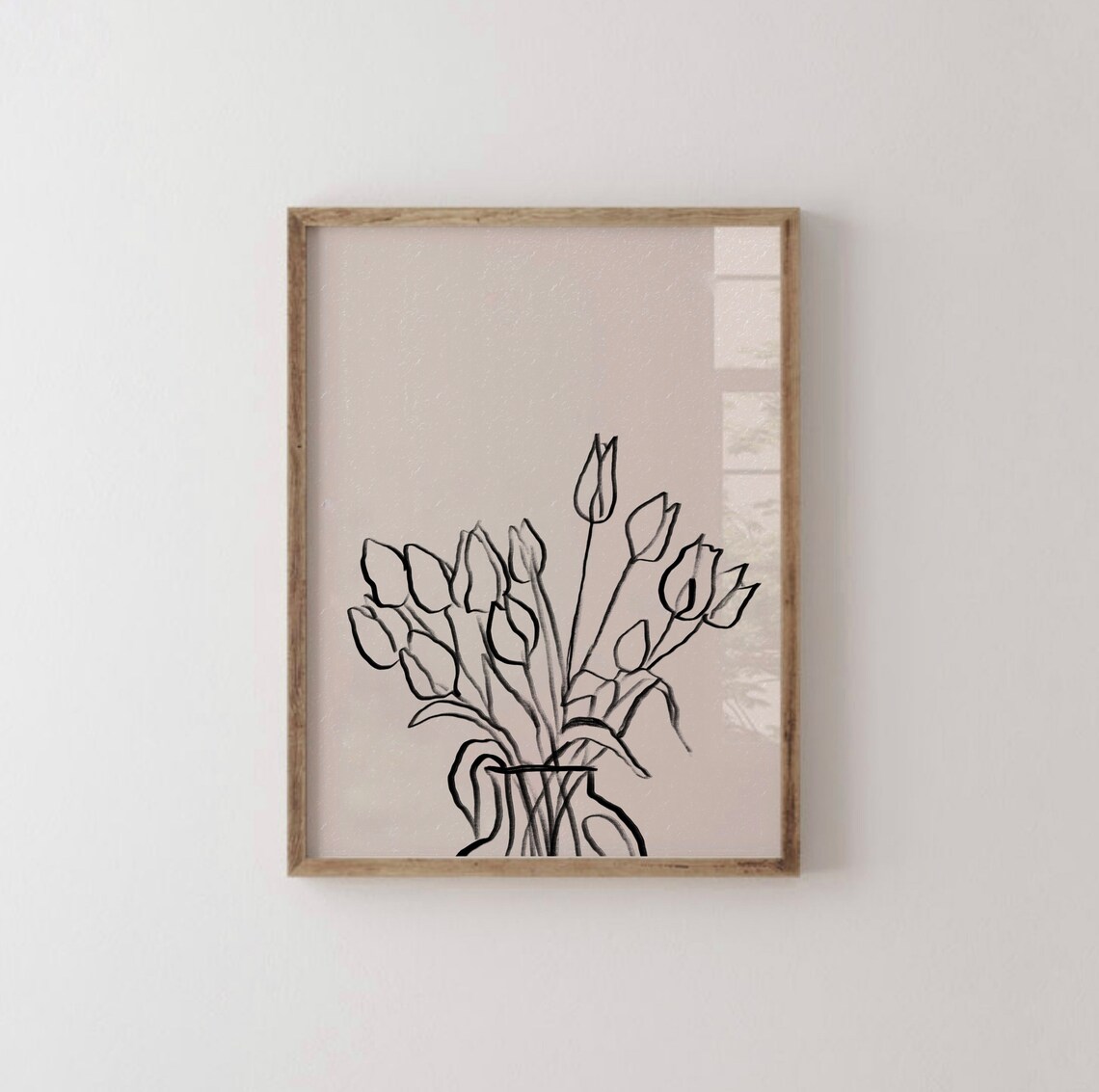 Minimalist Tulip Line Art Art Print, Neutral Floral - Image 2