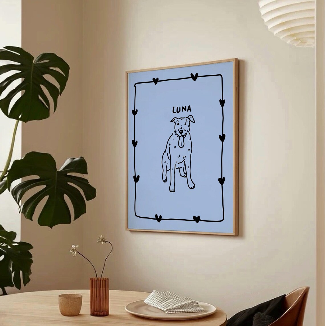 Custom Dog Portrait, Funny Pet Illustration Print