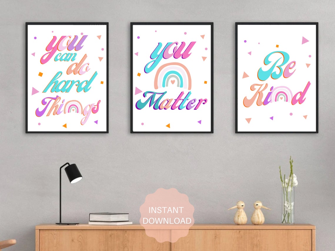 Be Kind Pastel Retro Script Rainbow Typography Positivity Poster - Image 5