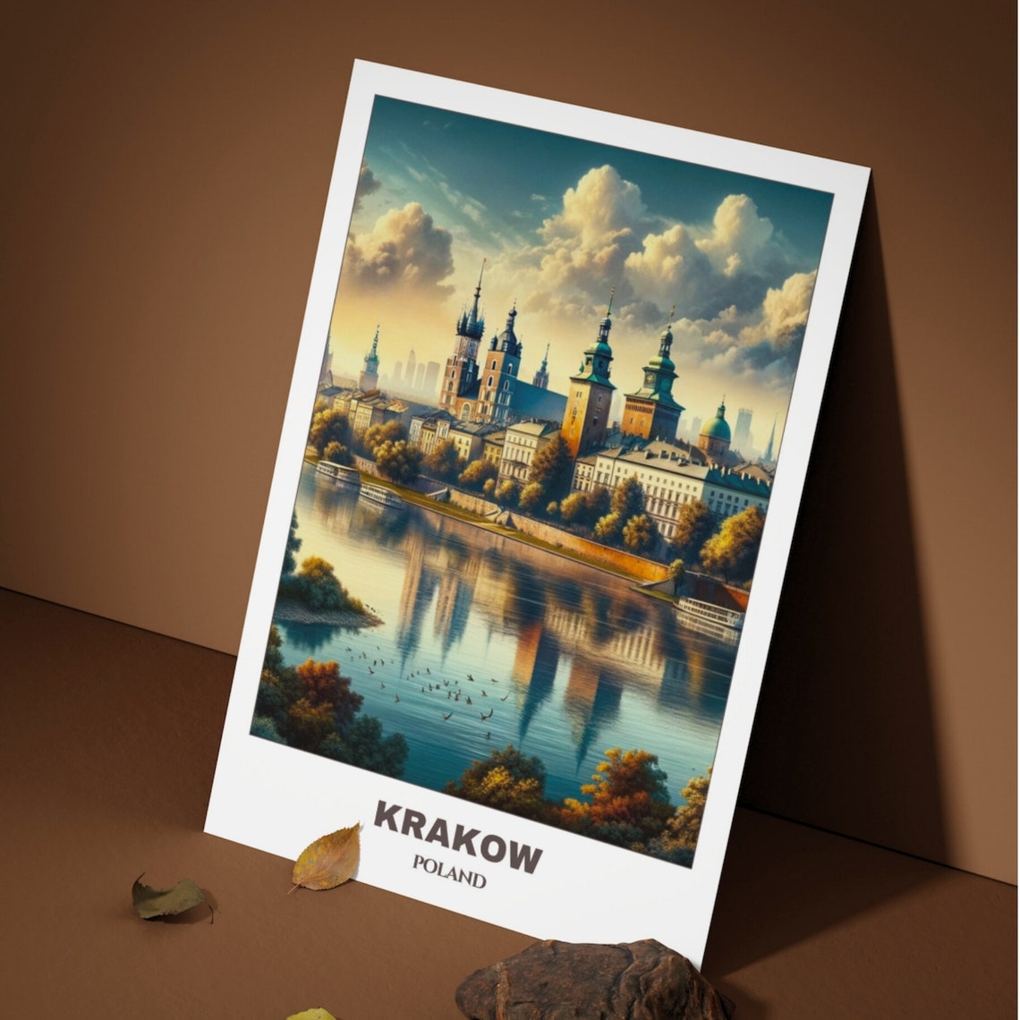 Krakow Travel Poster Poland Travel Poster Krakow Painting Cityscape Painting Wall Art Decor Poland Trip Travel Lovers Gift - Image 3