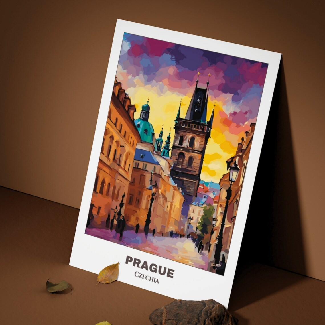 Prague Czechia Historic Old Town Towers Golden Sunset Poster - Image 4