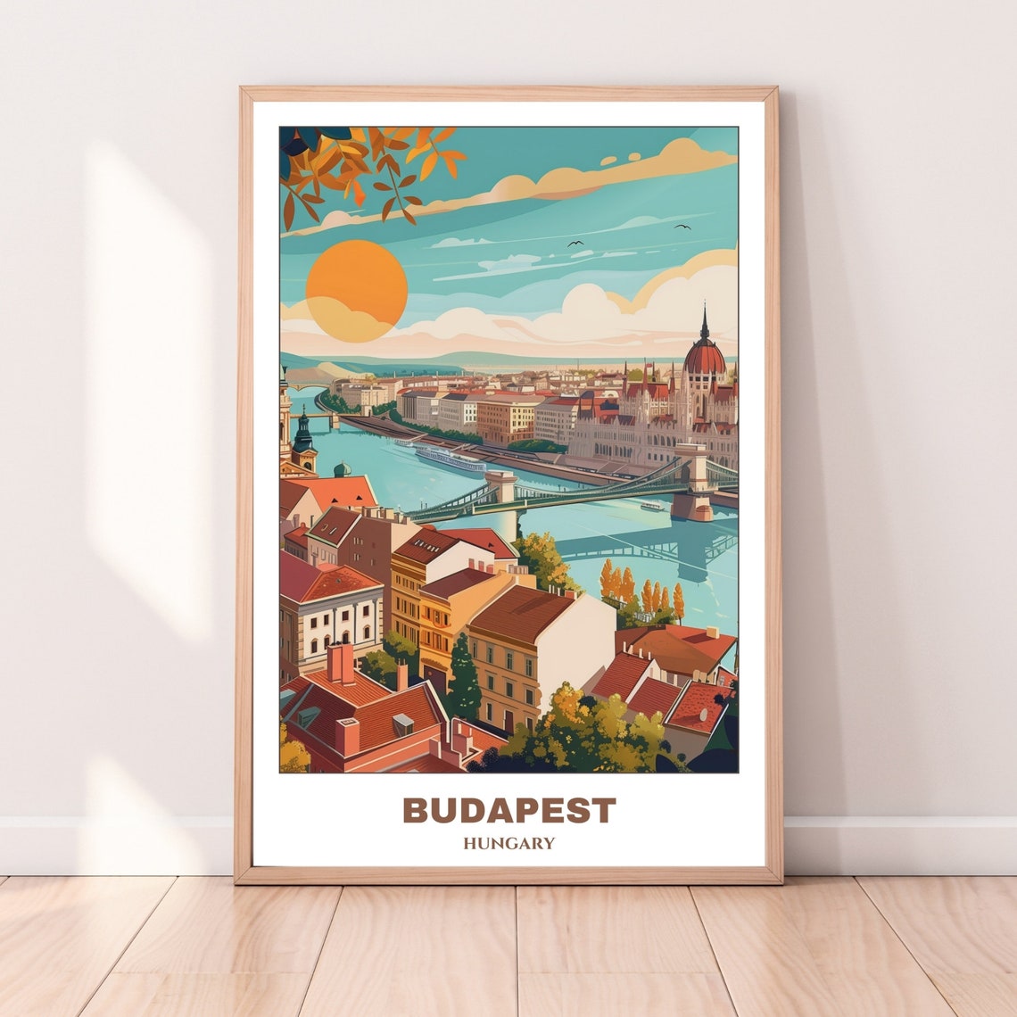 Budapest Hungary Sunset Danube Panorama Parliament Bridge View Poster - Image 4