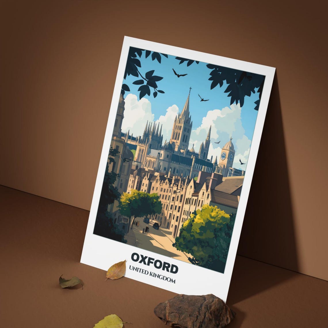 Oxford Travel Poster United Kingdom Travel Poster Citycape Painting Wall Art Oxford Home Decor Oxford Trip Print - Image 5