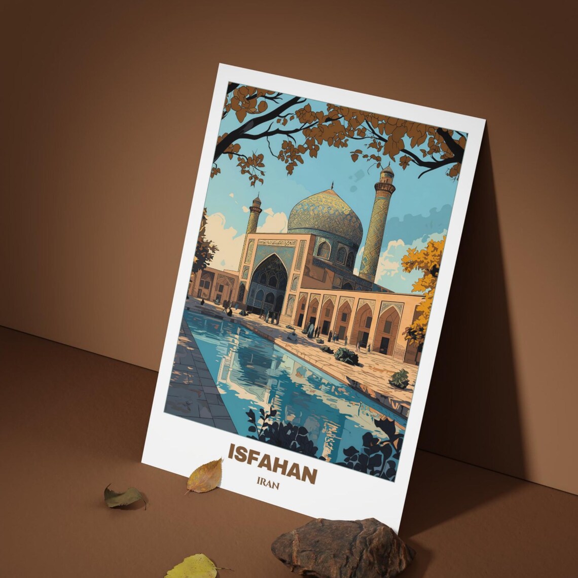 Isfahan Travel Poster, Iran Cityscape Art Print - Image 4