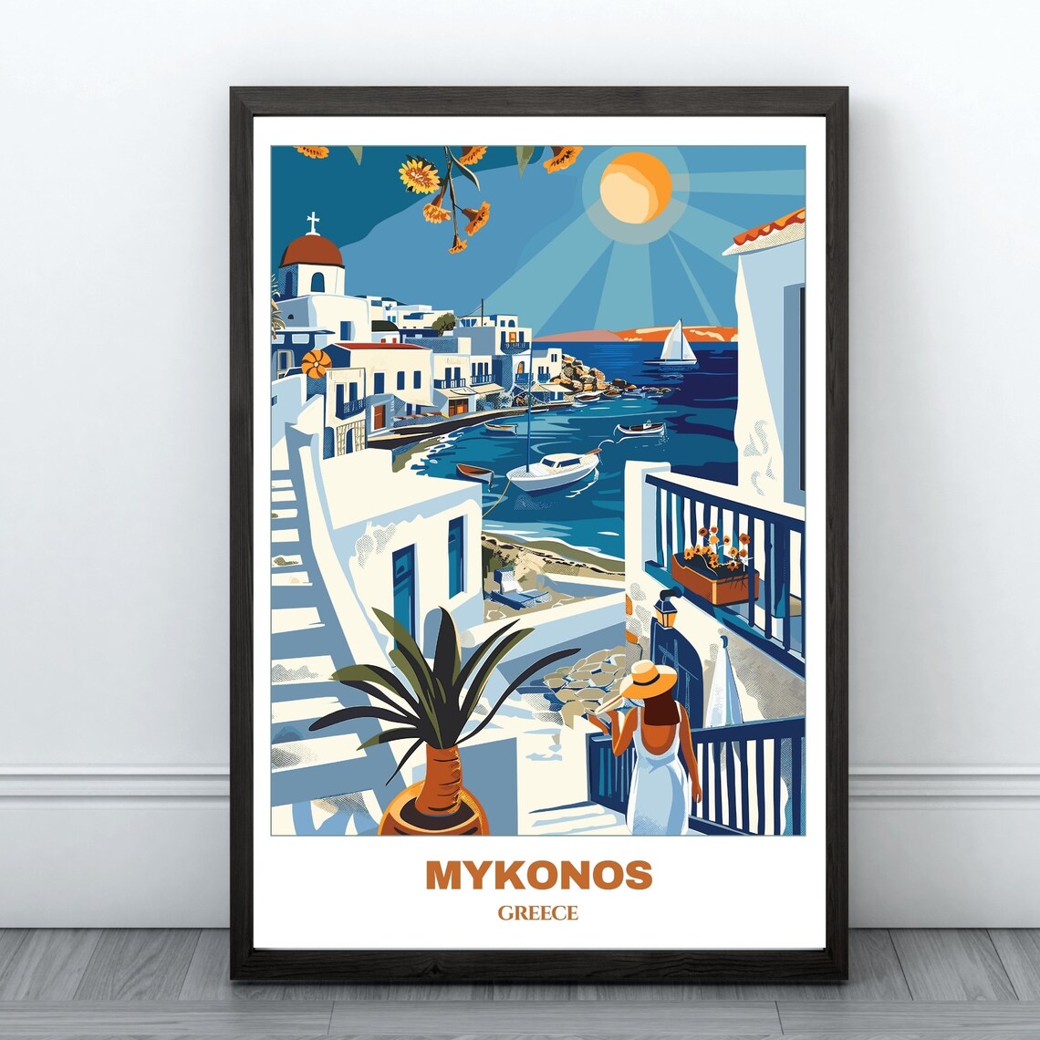 Mykonos Travel Poster Greece Travel Poster Cityscape Painting Print Wall Art Travel Wall Art Decor Mykonos Trip