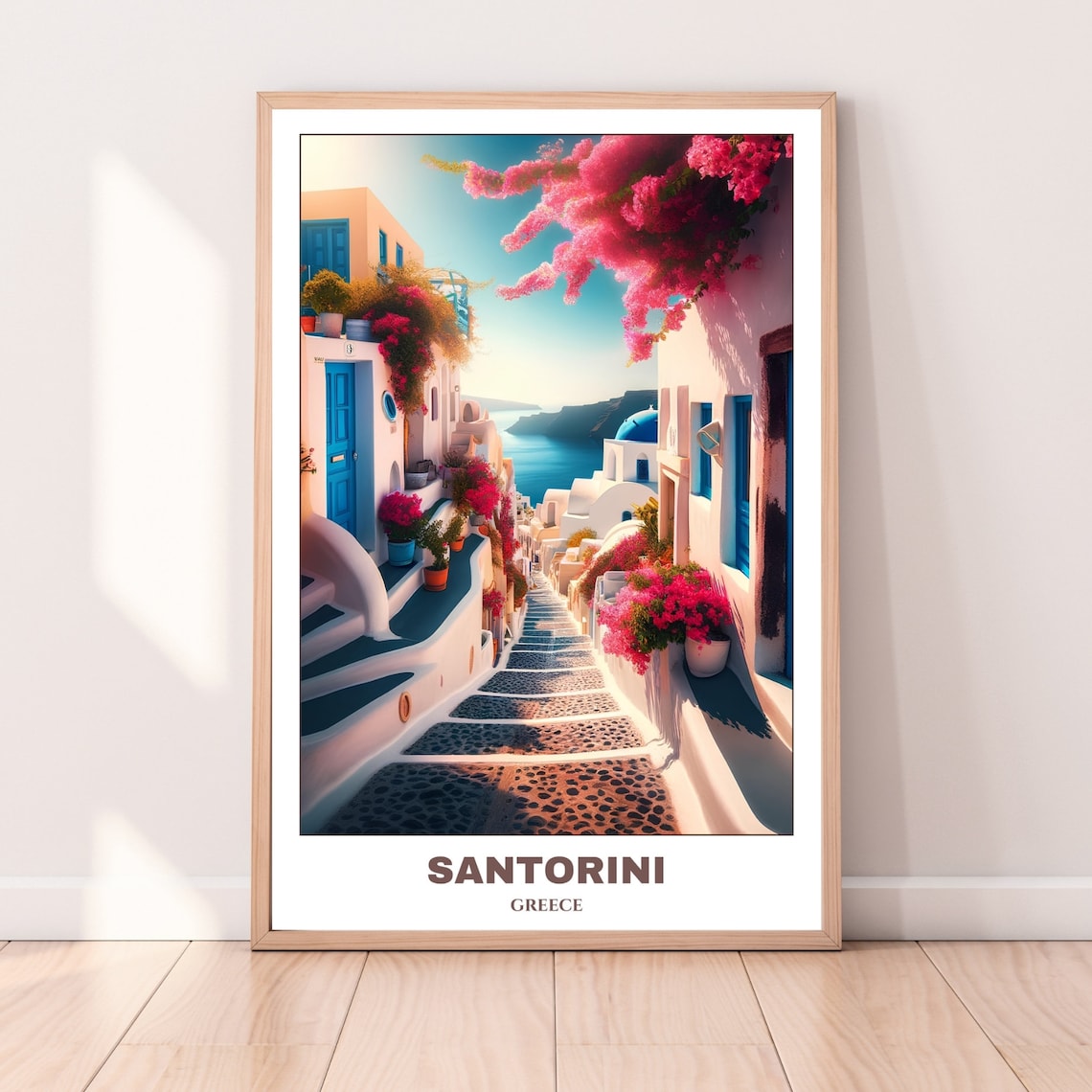 Santorini Travel Poster, Greece Cityscape Art Print - Image 4