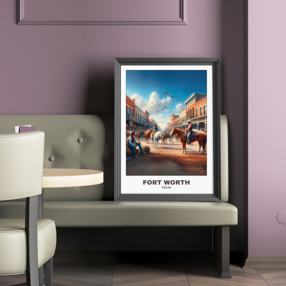Fort Worth Travel Poster Texas Travel Poster Fort Worth City Painting Cityscape Travel Wall Art Stock Yards Western Print - Image 2
