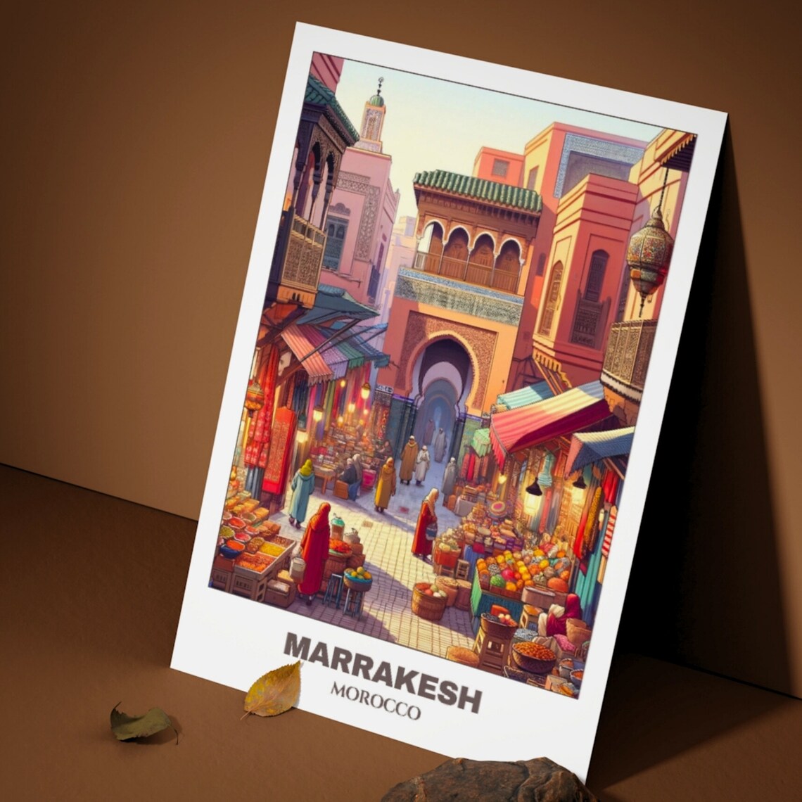 Marrakesh Travel Poster, Morocco Cityscape Painting - Image 3