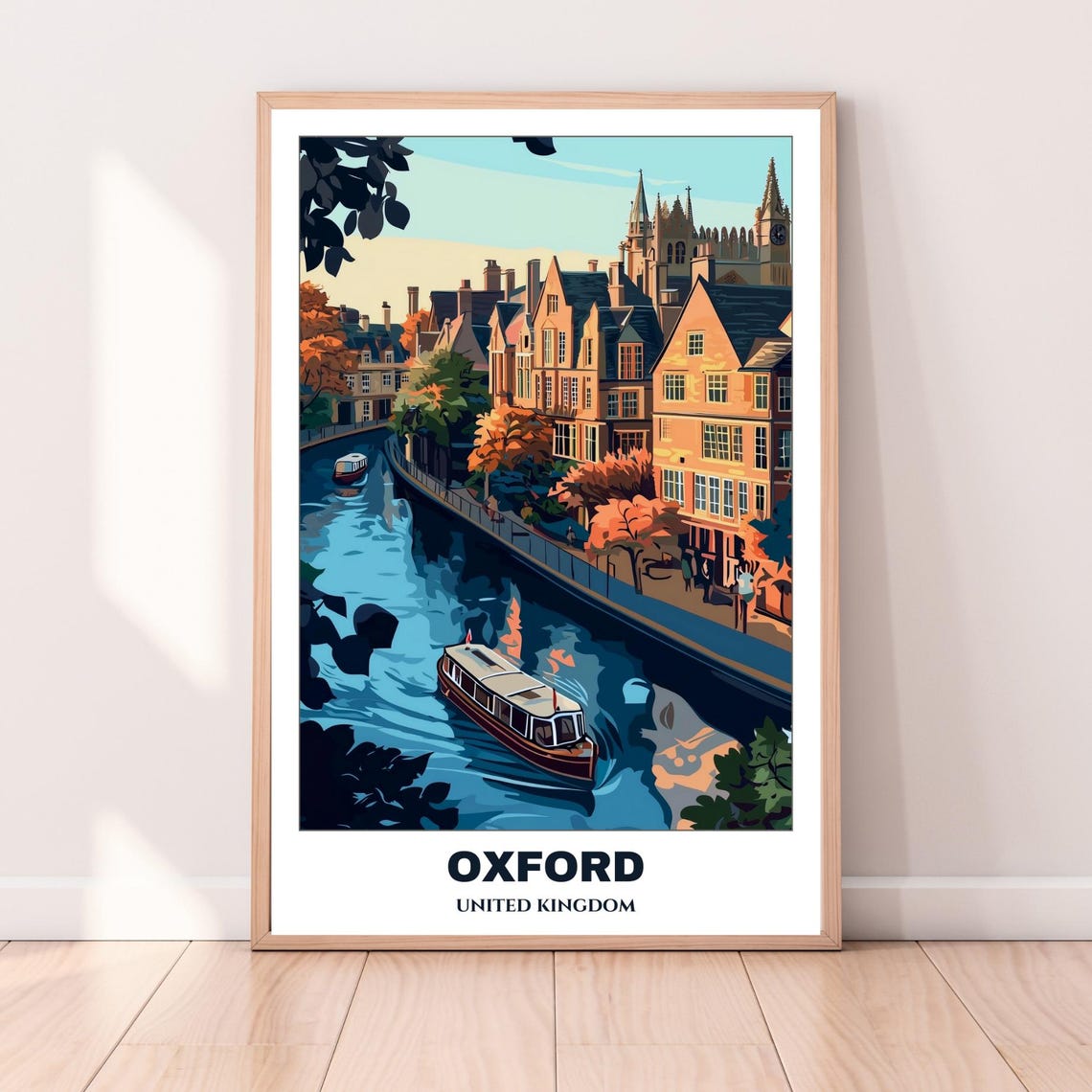 Oxford Travel Poster United Kingdom Travel Poster Citycape Painting Wall Art Oxford Home Decor Oxford Trip Print - Image 3