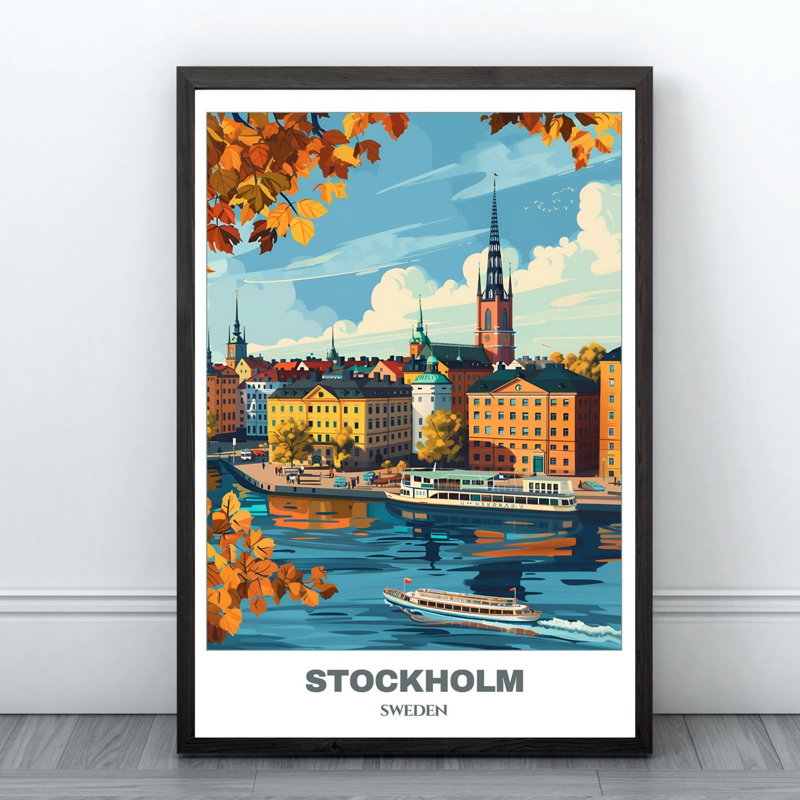 Stockholm Travel Poster Sweden Travel Poster Citycape Painting Print Wall Art Stockholm Home Decor Stockholm Trip Print