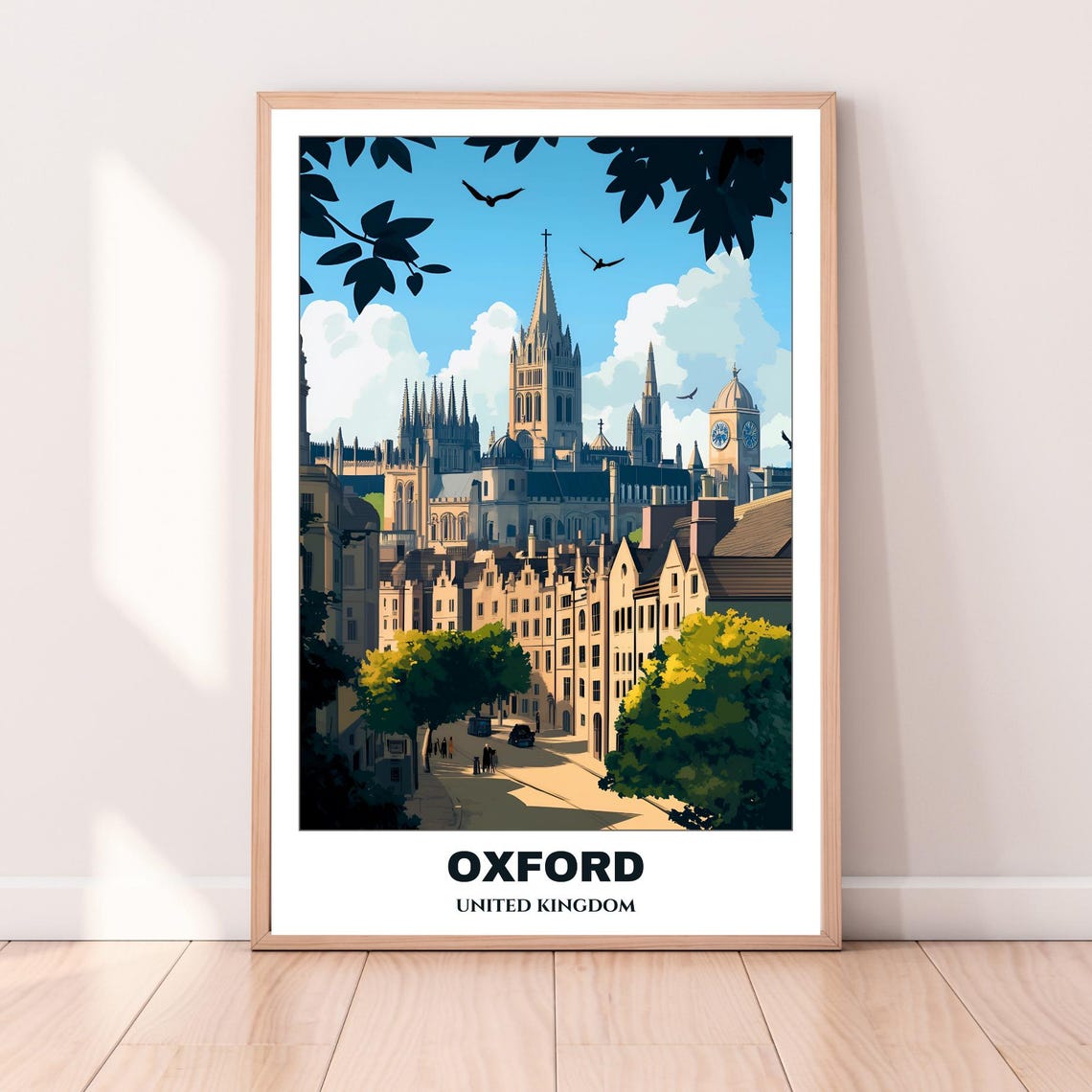 Oxford Travel Poster United Kingdom Travel Poster Citycape Painting Wall Art Oxford Home Decor Oxford Trip Print - Image 3
