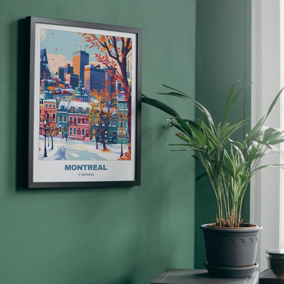 Montreal Canada Snowy Street Colorful Rowhouses Winter City Poster - Image 5