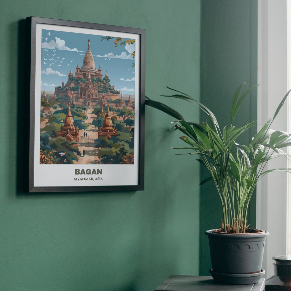 Bagan Myanmar Grand Temple Complex Garden Pathway Birds Poster - Image 5