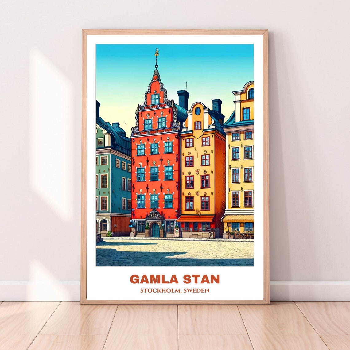 Gamla Stan Travel Poster Stockholm Travel Poster Citycape Painting Print Wall Art Sweden Home Decor Gamla Stan Print - Image 3