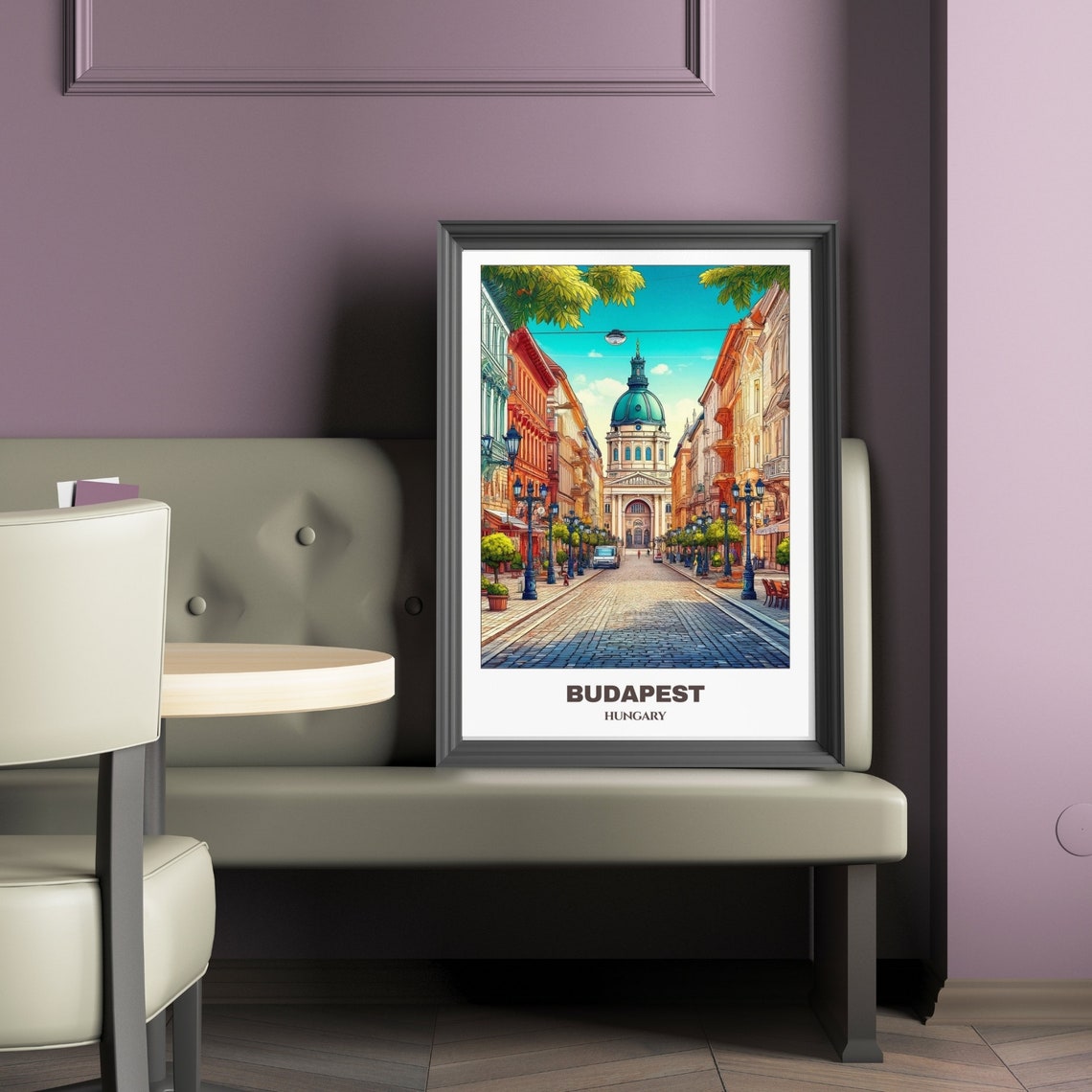 Budapest Hungary Historic Basilica Cobbled Street Summer Day Poster - Image 2