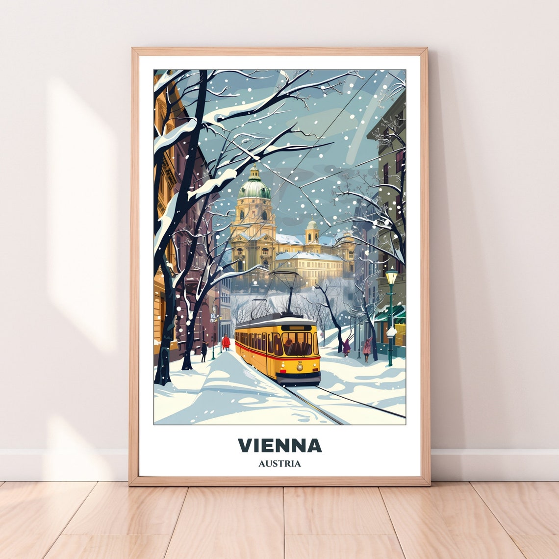 Vienna Austria Snowy Winter Tram Ride Historic City Center Poster - Image 4