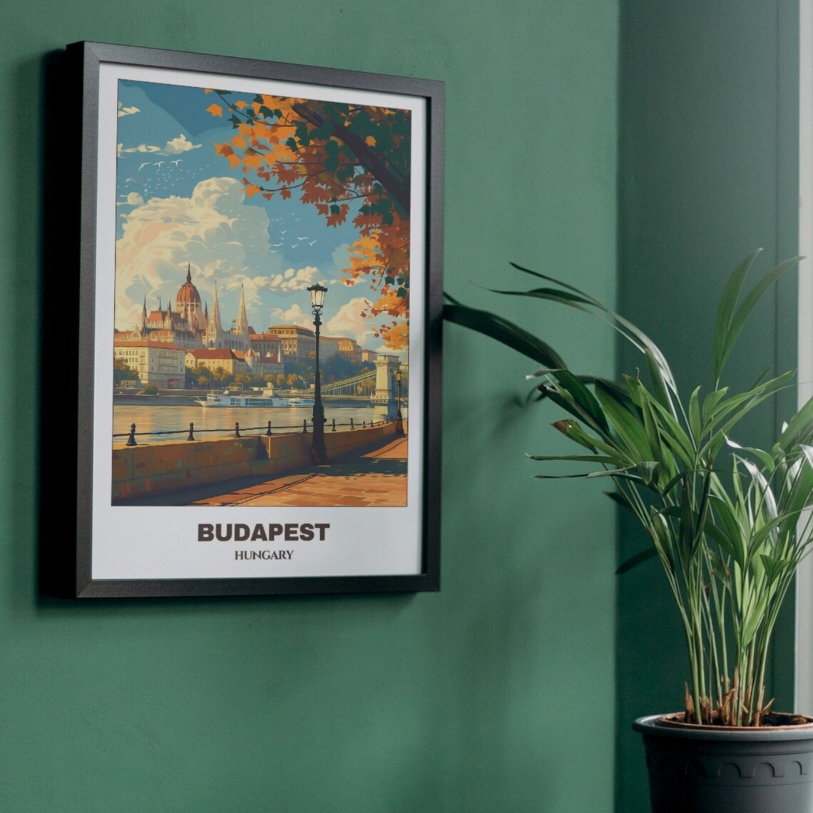 Budapest Hungary Autumn Embankment Parliament Across Danube Poster - Image 5