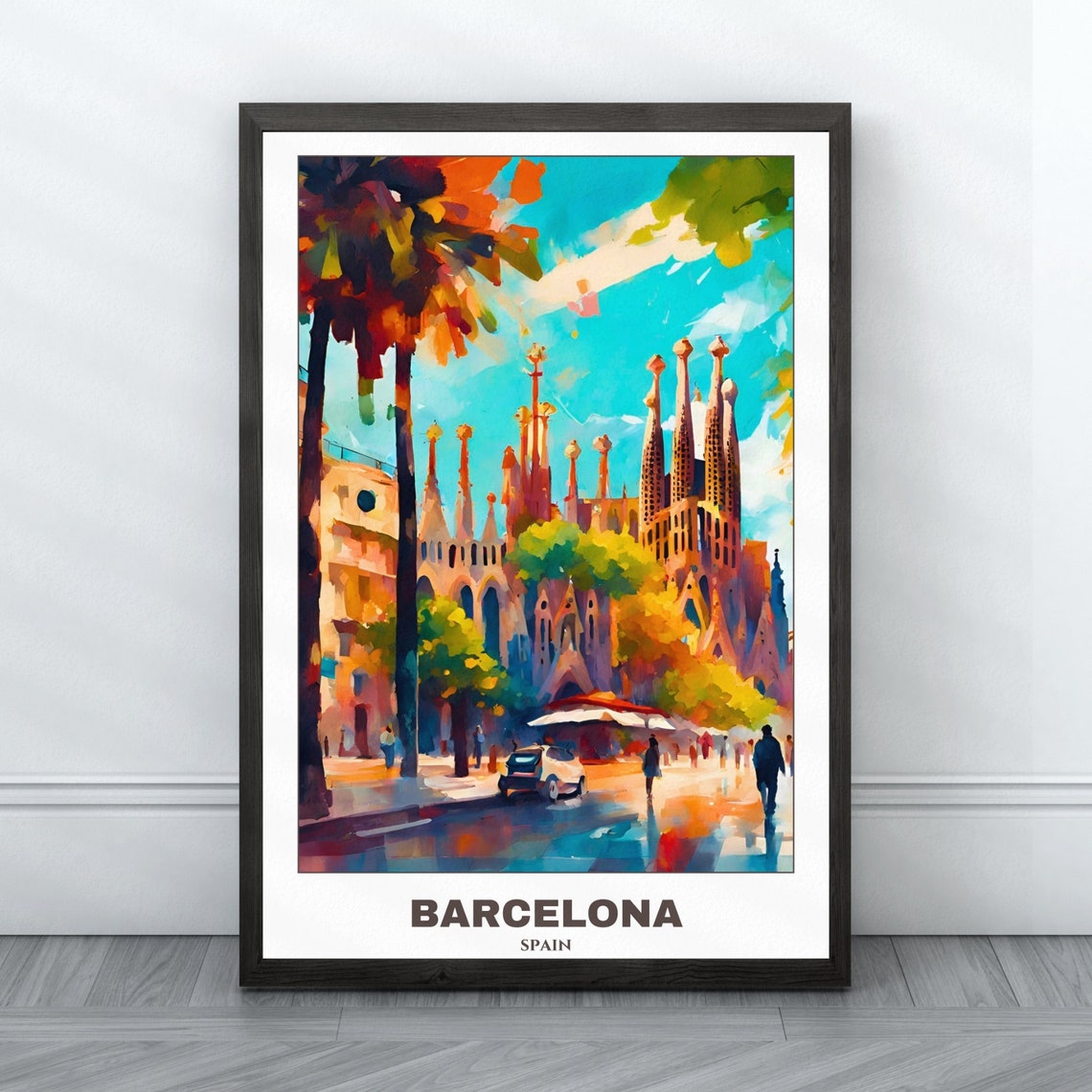 Barcelona Travel Poster Spaintravel Poster Oil Painting Cityscape Painting Travel Wall Art Home Decor Spain Trip