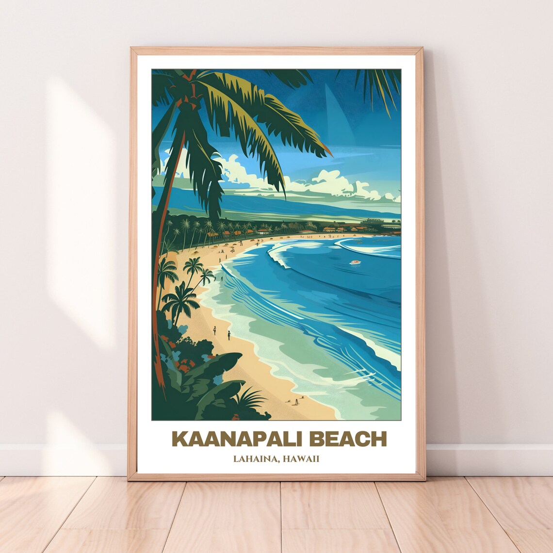 Kaanapali Beach Lahaina Hawaii Surf Waves Vintage Travel Poster - Image 4