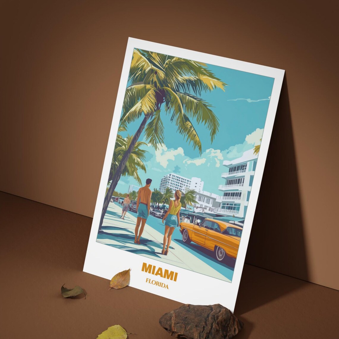 Miami Ocean Drive Art Deco District Classic Car Palms Poster - Image 5