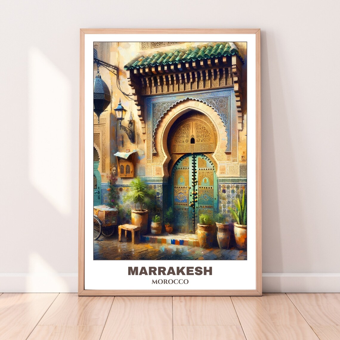 Marrakesh Moroccan Doorway Watercolor Old Town Morocco Travel Poster - Image 4