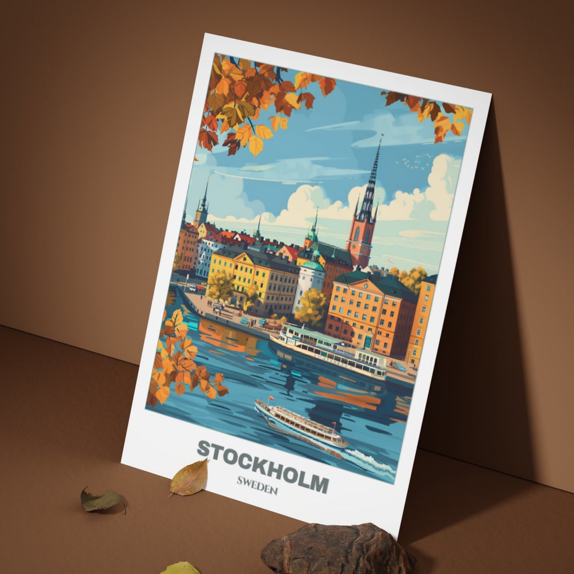 Stockholm Travel Poster Sweden Travel Poster Citycape Painting Print Wall Art Stockholm Home Decor Stockholm Trip Print - Image 3