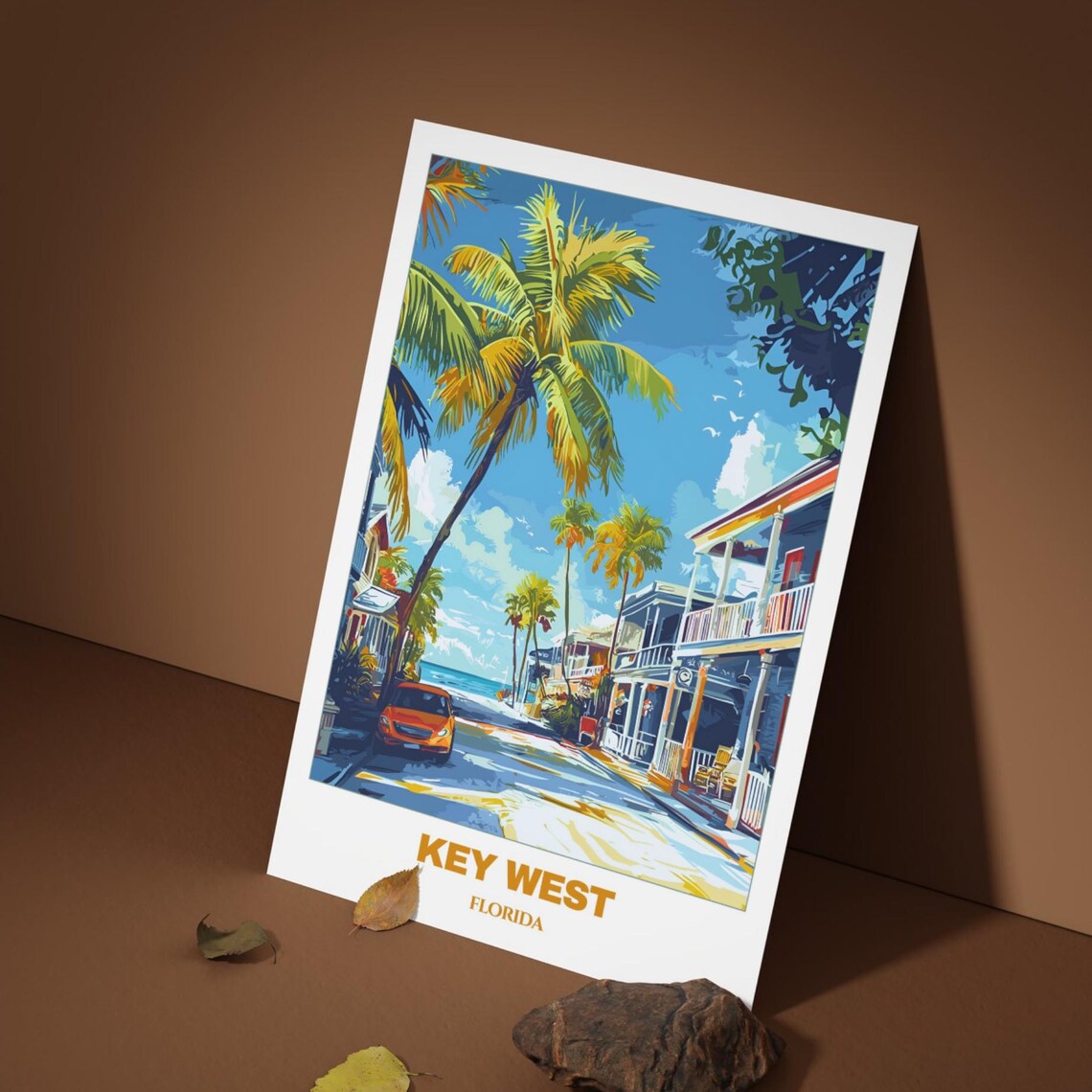 Key West Florida Palm Lined Street Classic Car Vintage Travel Poster - Image 5