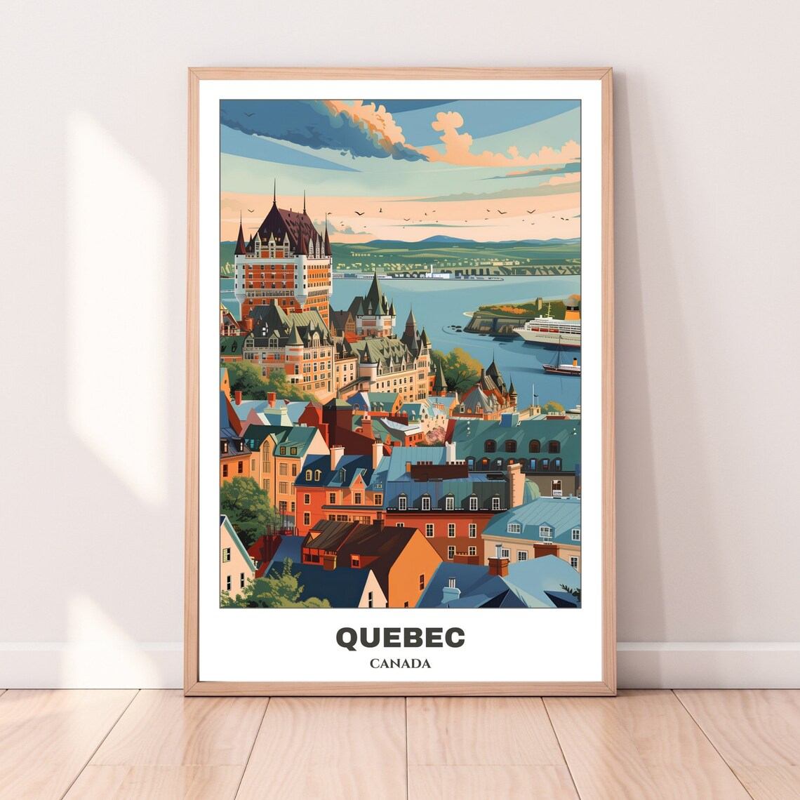 Quebec Travel Poster, Canada Cityscape Painting Print - Image 4