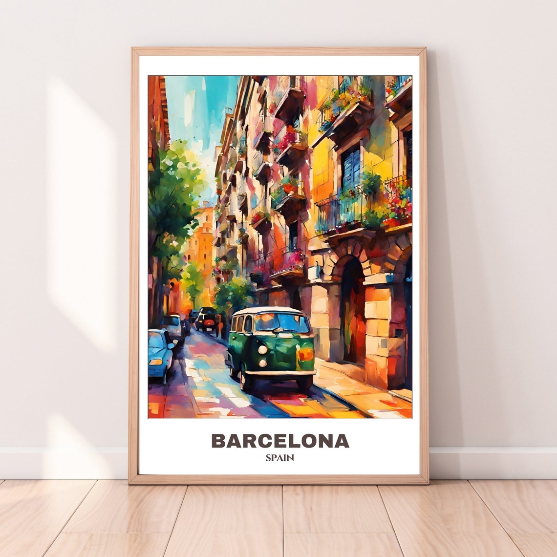 Barcelona Travel Poster Spaintravel Poster Oil Painting Cityscape Painting Travel Wall Art Room Decor Spain Trip - Image 2