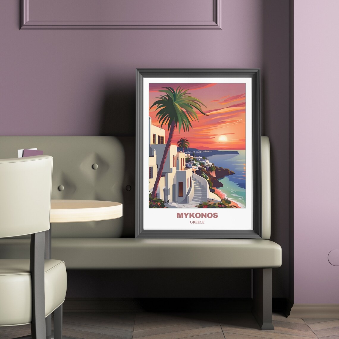 Mykonos Travel Poster Greece Travel Poster Cityscape Painting Print Wall Art Travel Wall Art Decor Mykonos Sunset - Image 2