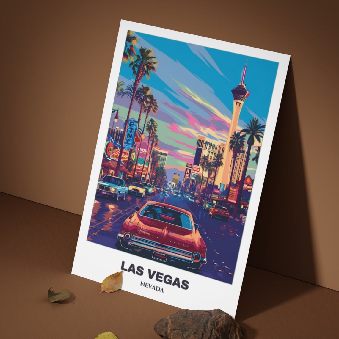 Las Vegas Travel Poster Nevada Travel Poster Las Vegas Painting Cityscape Painting Vegas Wall Art Home Decor Nevada Trip - Image 3