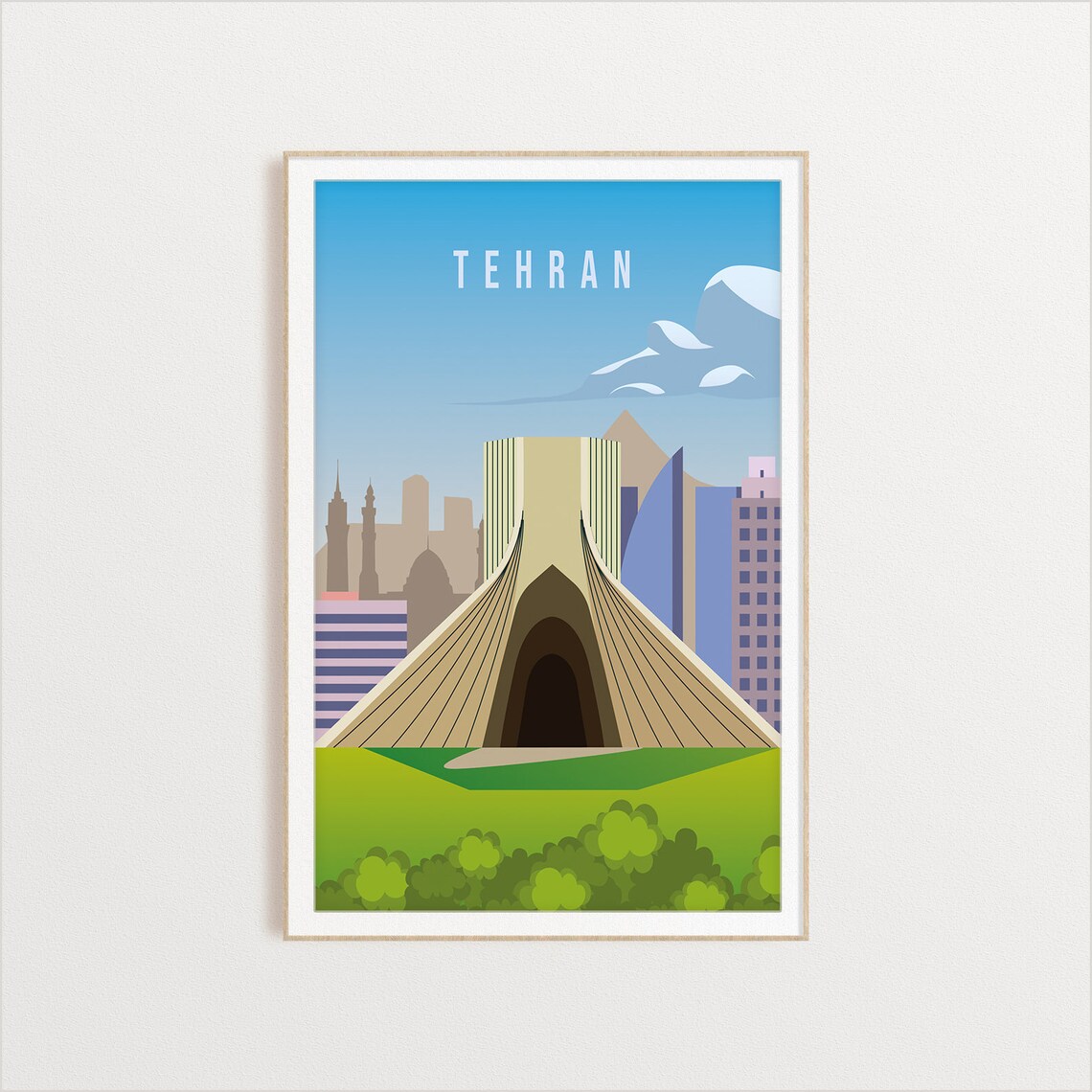 Tehran City Poster, Travel Illustration Art Print