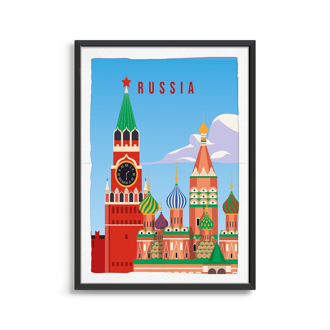 Russia Kremlin St Basil's Cathedral Colorful Domes Travel Poster - Image 2