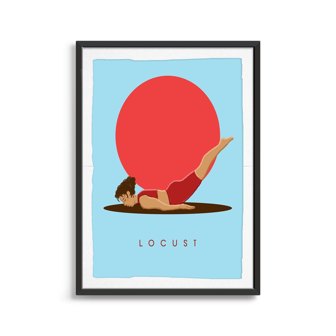 Locust Yoga Pose Bold Red Sun Minimalist Retro Studio Poster - Image 2