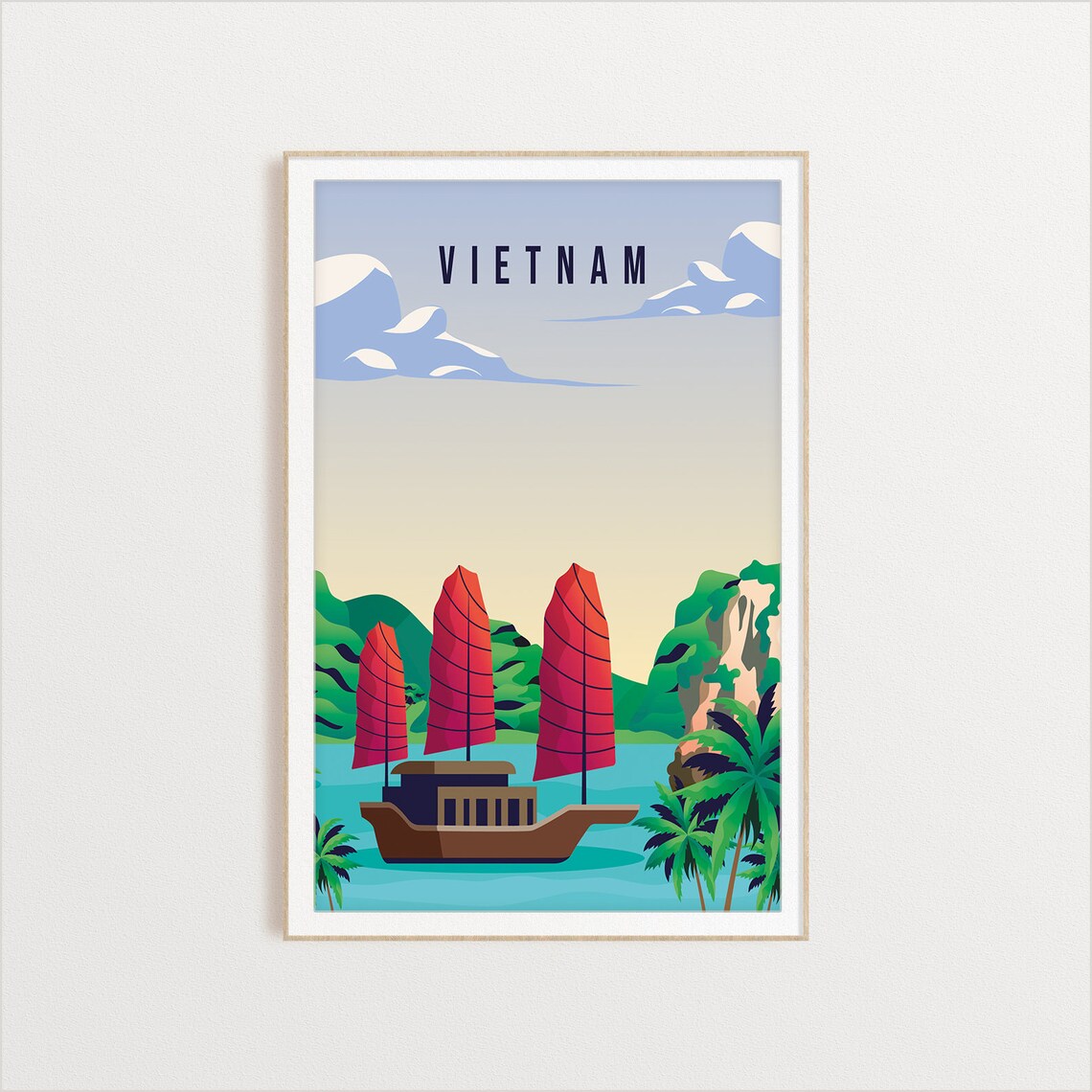 Vietnam Travel Poster, Country Art Print