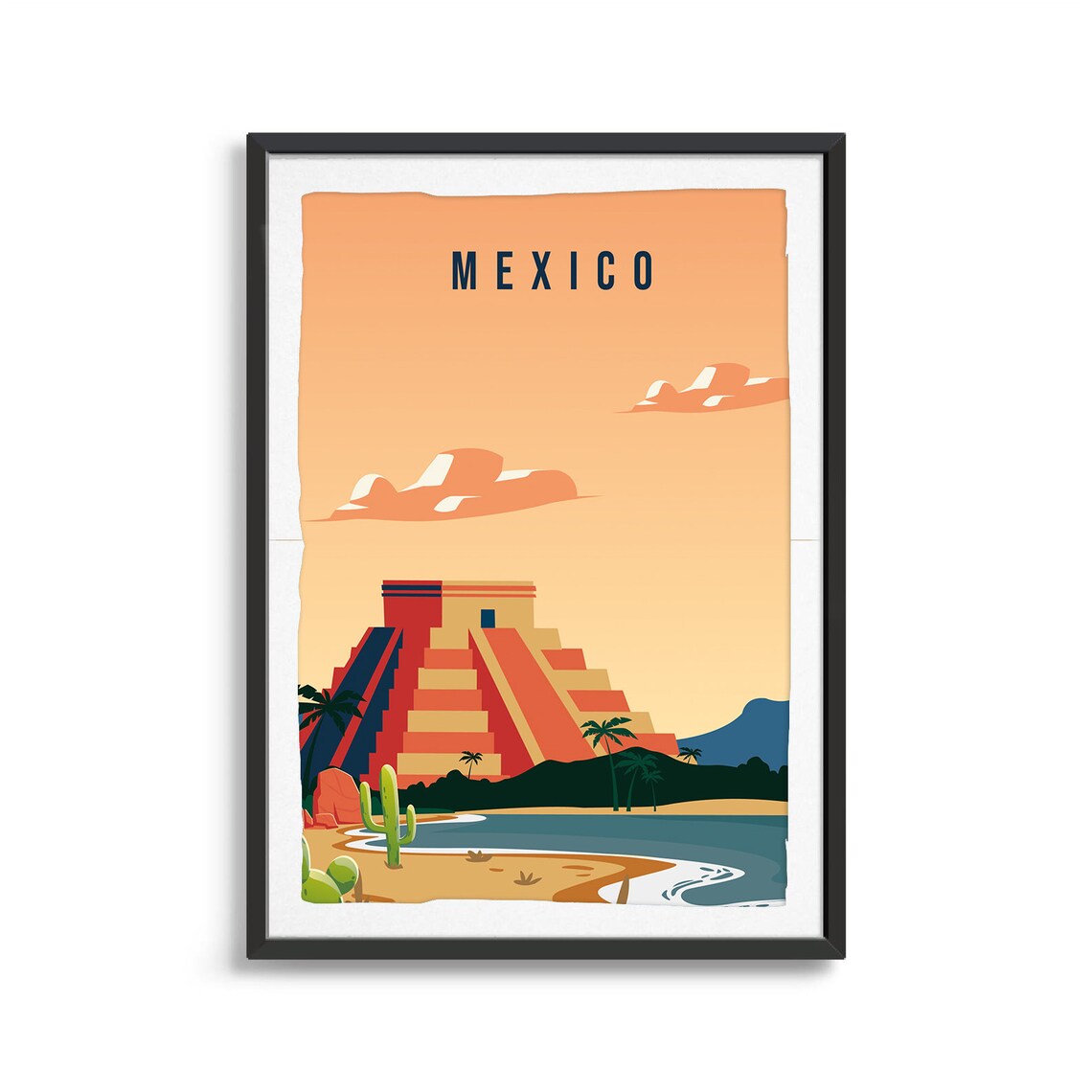 Mexico Travel Illustration Art Print, Country Poster