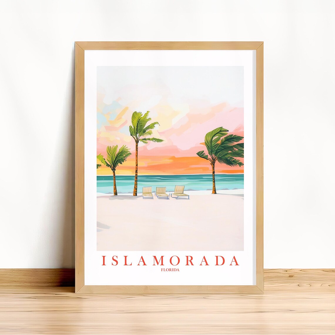 Islamorada Florida Keys Sunset Beach Palm Tree Travel Poster
