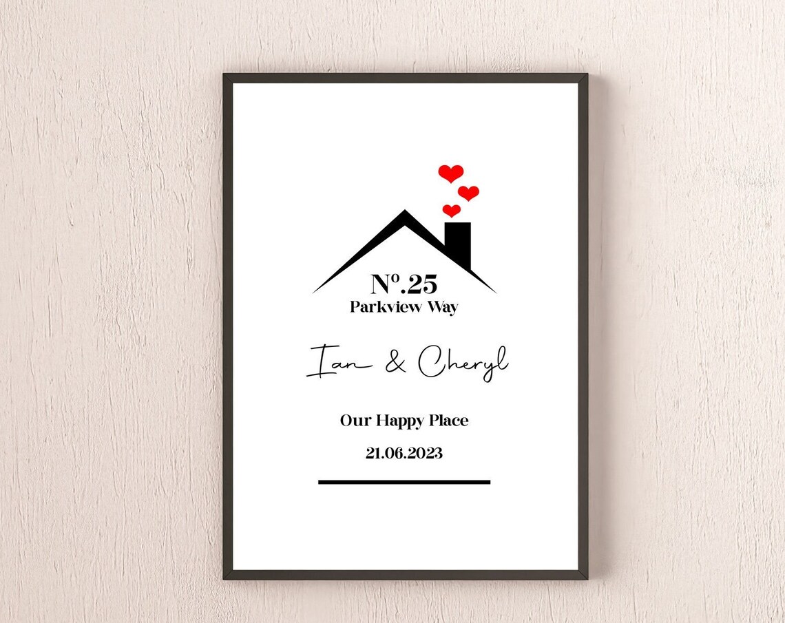 Personalized House Our Happy Place New Home Address Poster Gift - Image 2