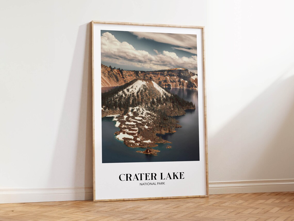 Crater Lake National Park Oregon Blue Water Photo Travel Poster