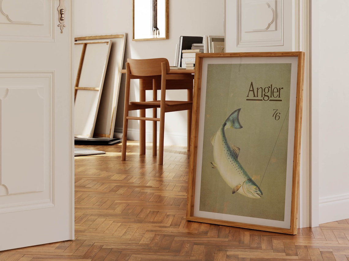 Salmon Fly Fishing Vintage Style Travel Poster