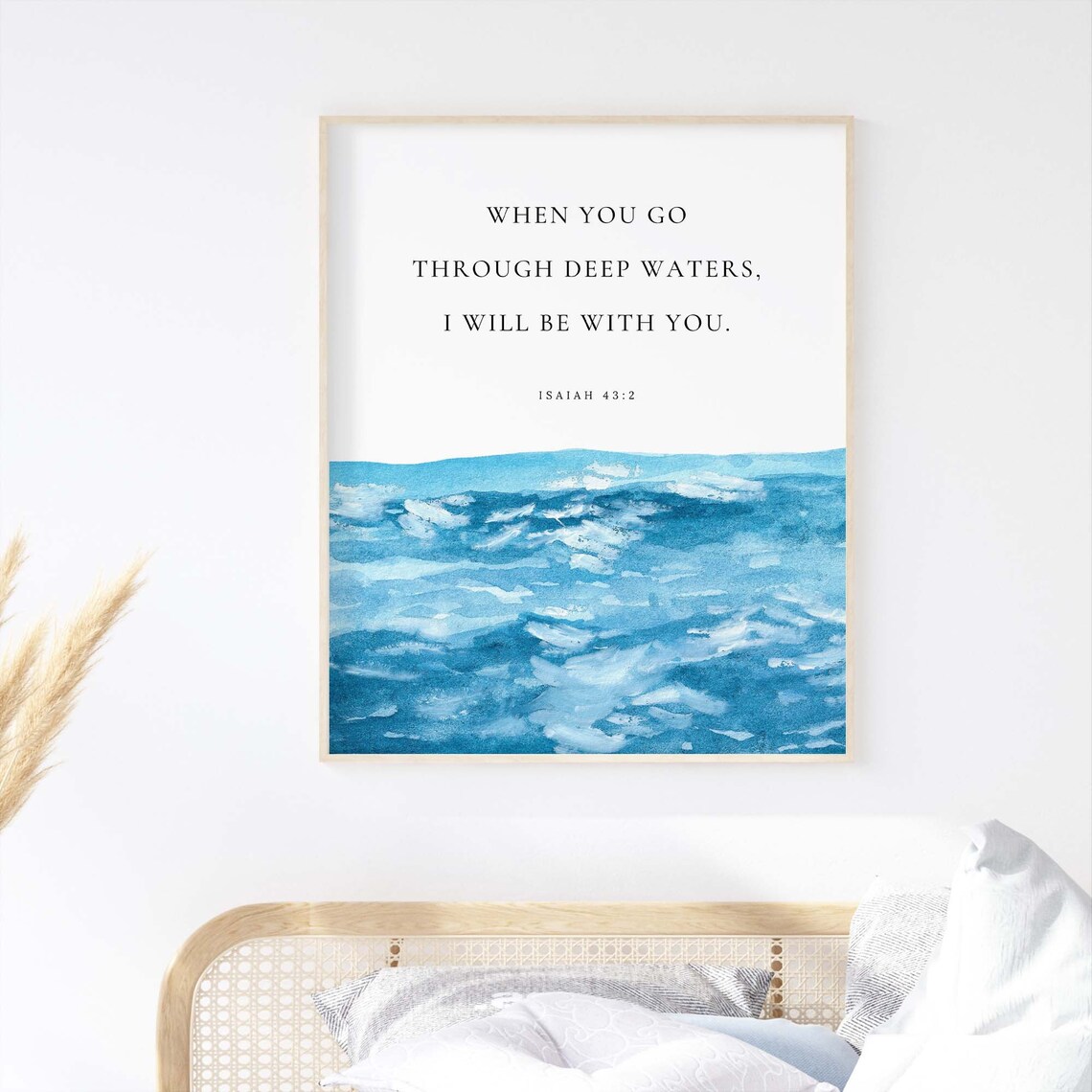 Isaiah 43:2 Watercolor Scripture, Christian Home - Image 2