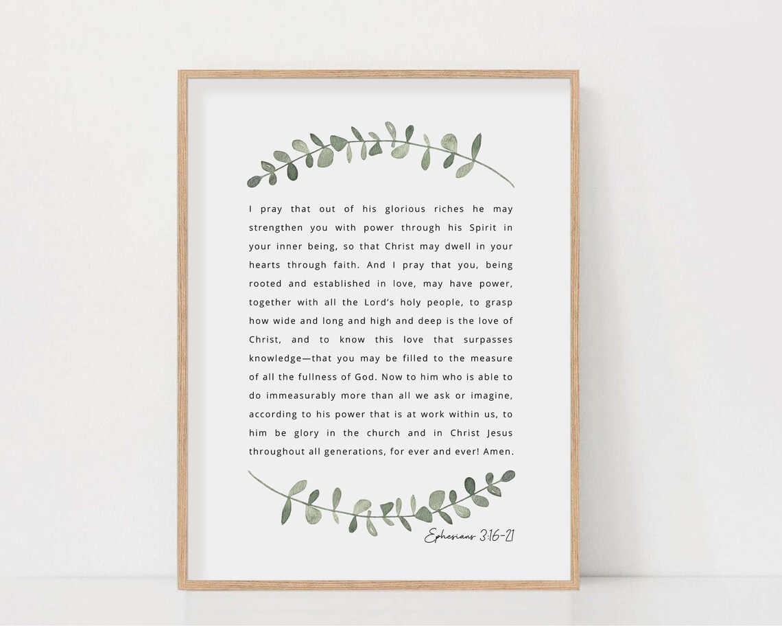 Ephesians 3:16-21 Rooted and Established in Love Botanical Scripture Poster - Image 2
