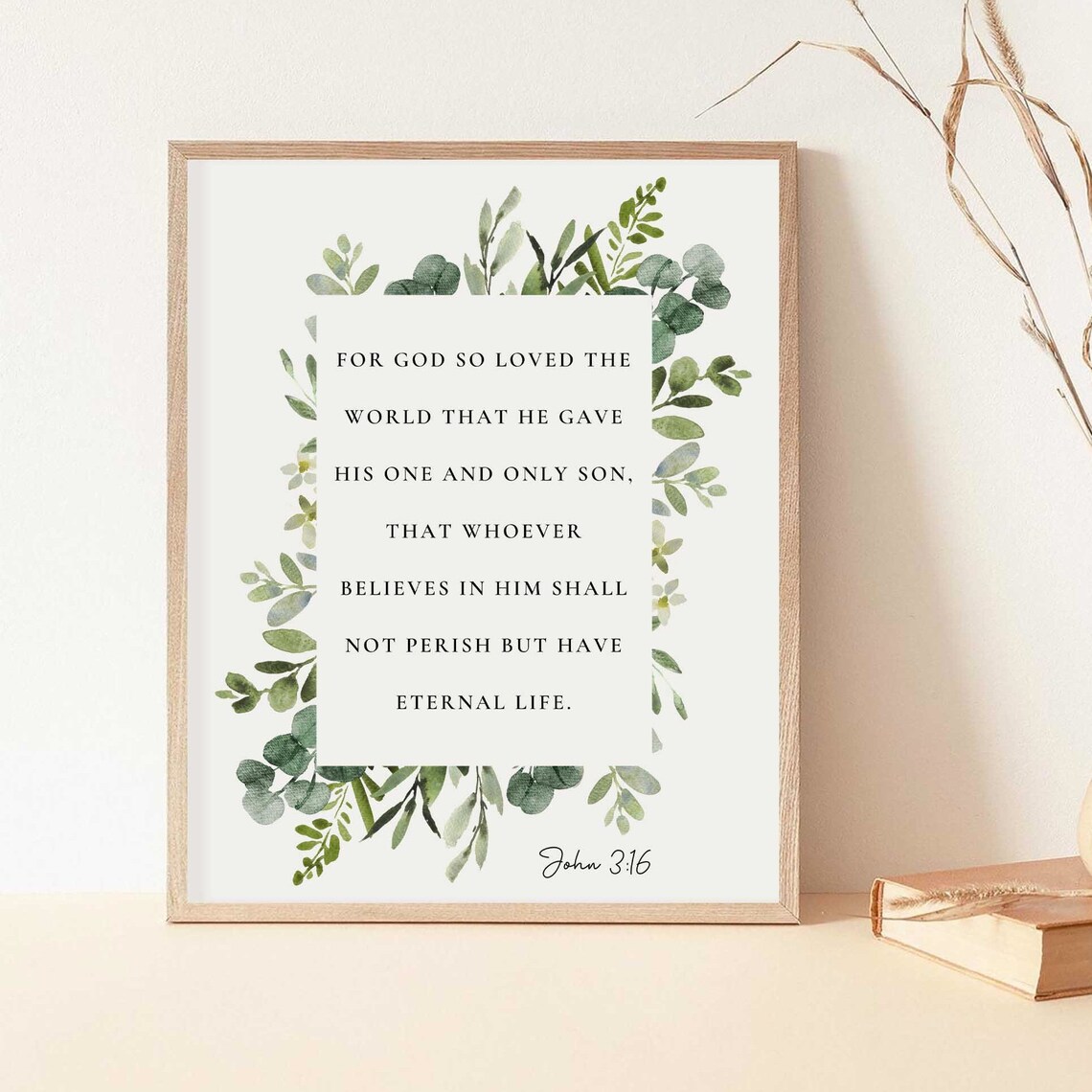 John 3:16 For God So Loved the World Watercolor Framed Poster - Image 2