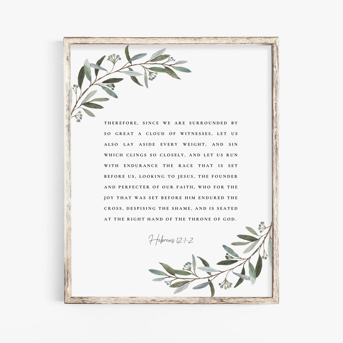 Hebrews 12:1-2 Bible Verse Print, Botanical Scripture - Image 2