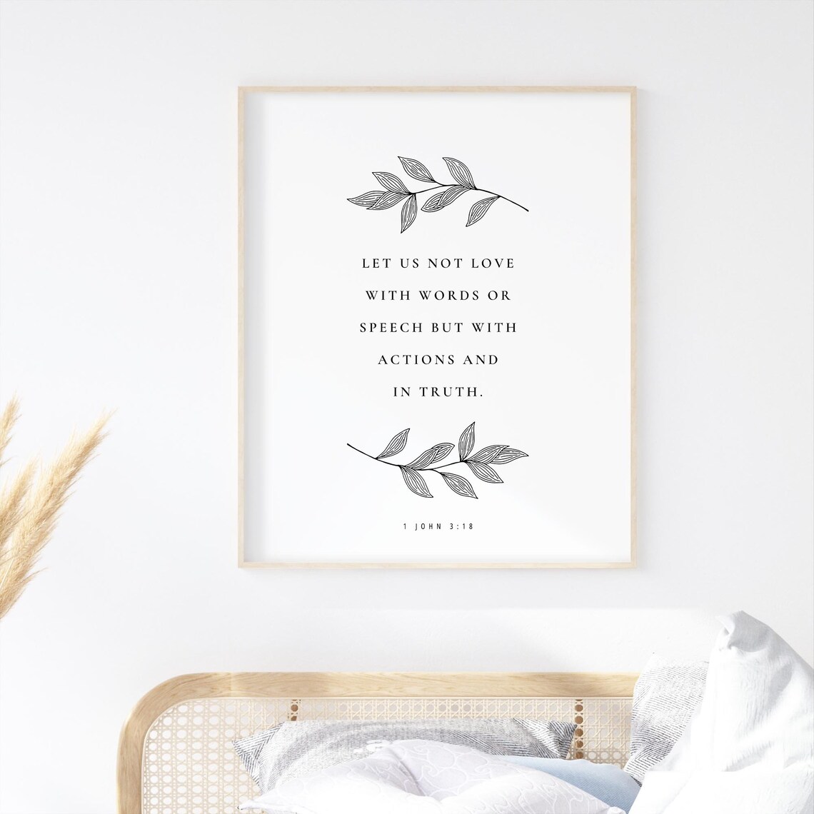 1 John 3:18 Scripture Art Print, Botanical Christian Decor - Image 2