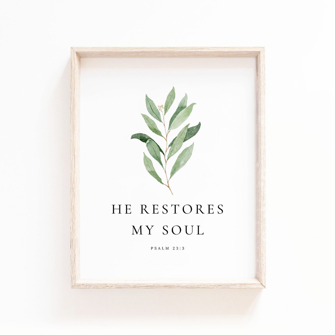 Psalm 23:3 He Restores My Soul Botanical Art Print - Image 2
