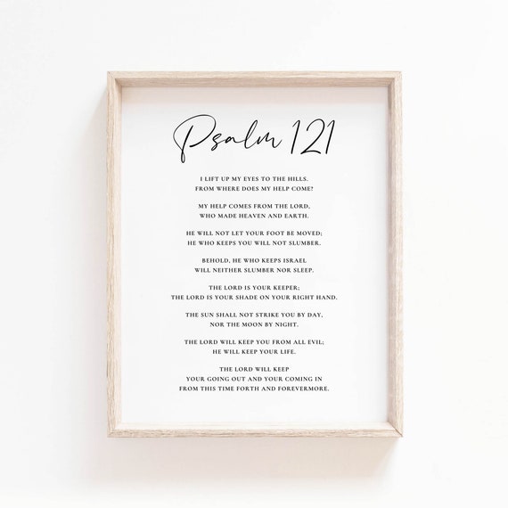 Psalm 121 Bible Verse Art Print, Christian Decor