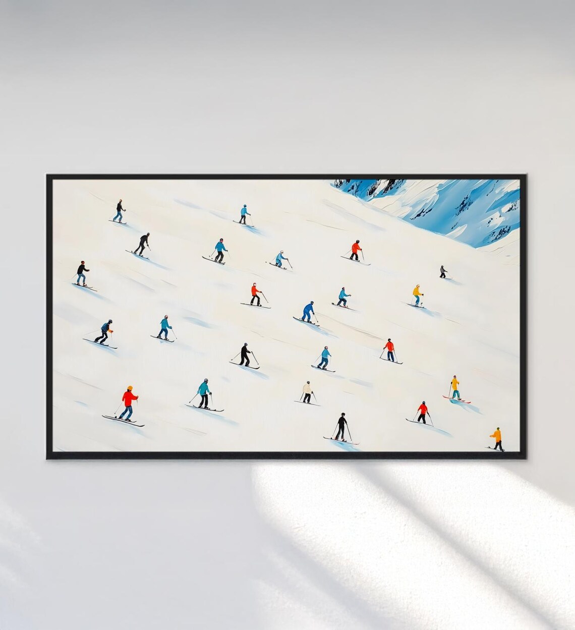 Minimalist Skiers White Slope Colorful Modern Winter Sports Art Poster - Image 3