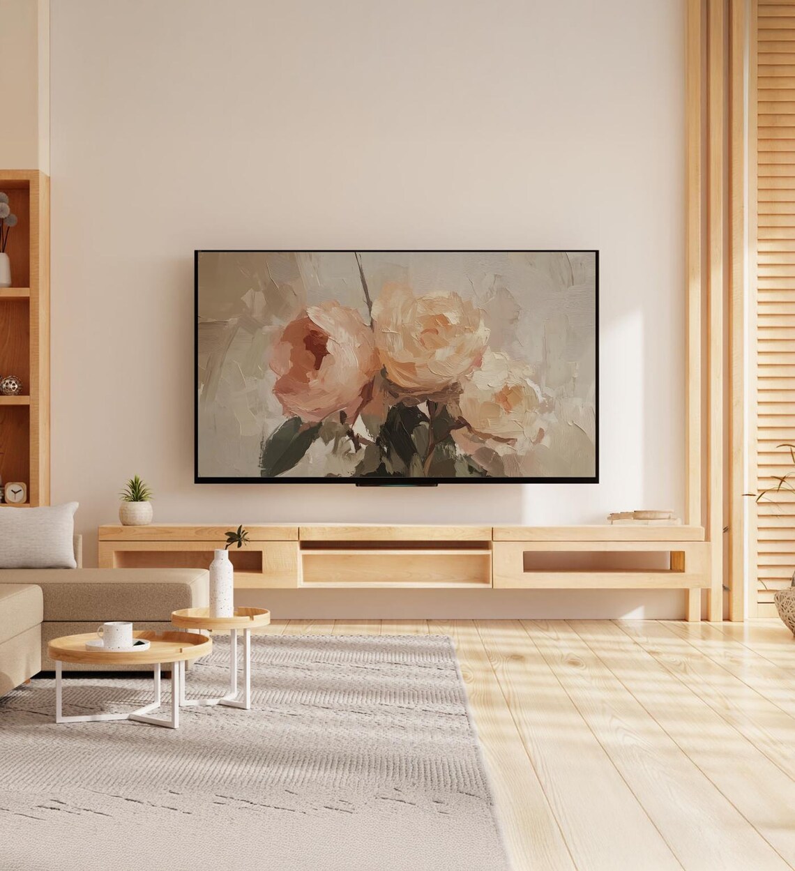 Blush Pink Peonies Abstract Textured Floral Oil Painting Art Poster - Image 7