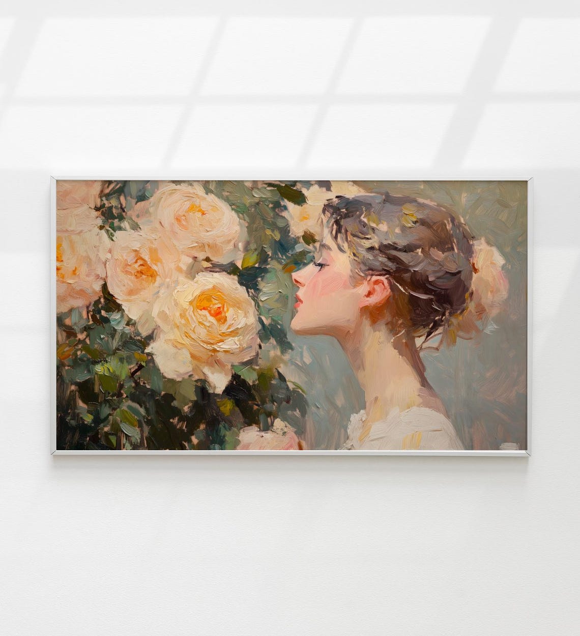 Abstract Frame Tv Art Flower Tv Art Woman Inhaling Fragrance Of A Flower Floral Art For Frame Tv For Samsumg Frame